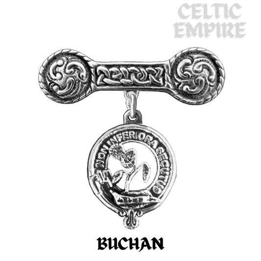 Buchan Family Clan Crest Iona Bar Brooch - Sterling Silver