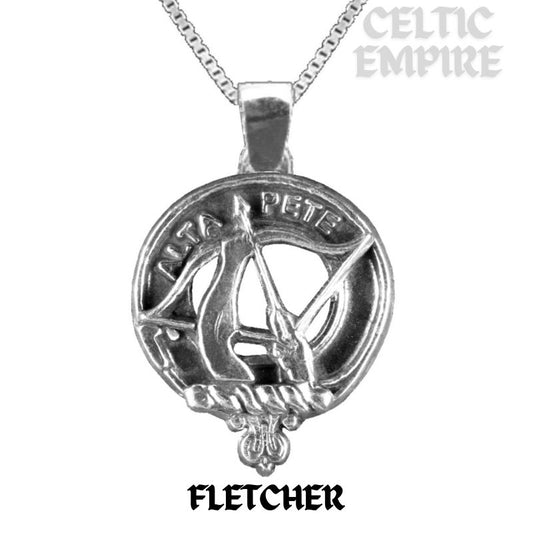 Fletcher Large 1" Scottish Family Clan Crest Pendant - Sterling Silver