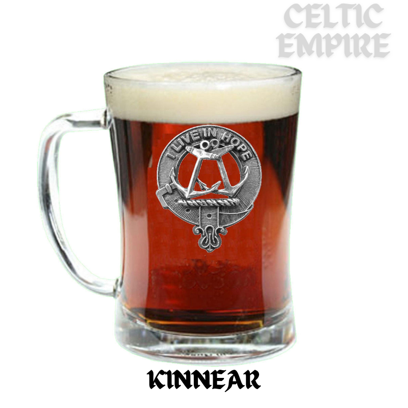 Kinnear Family Clan Crest Badge Glass Beer Mug