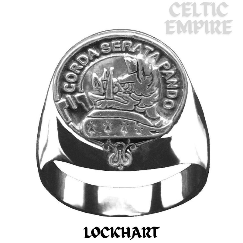 Lockhart Scottish Family Clan Crest Ring Sterling Silver and Karat Gold