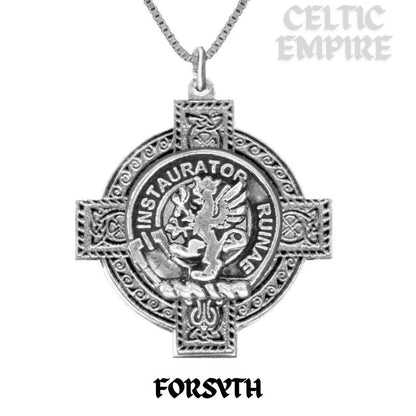 Forsyth Family Clan Crest Celtic Cross Pendant Scottish