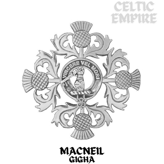 MacNeil (Gigha) Family Clan Crest Scottish Four Thistle Brooch