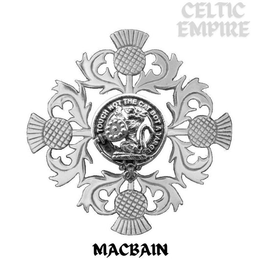 MacBain Family Clan Crest Scottish Four Thistle Brooch