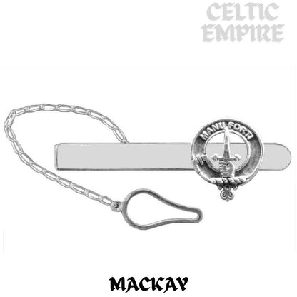 MacKay Family Clan Crest Scottish Button Loop Tie Bar Sterling silver