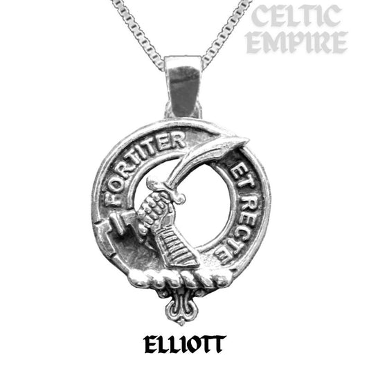 Elliott Large 1" Scottish Family Clan Crest Pendant - Sterling Silver