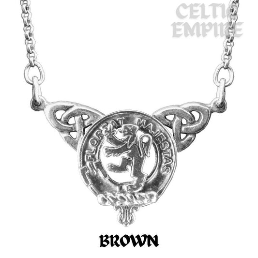 Brown Family Clan Crest Double Drop Pendant