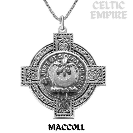 MacColl Family Clan Crest Celtic Cross Pendant Scottish