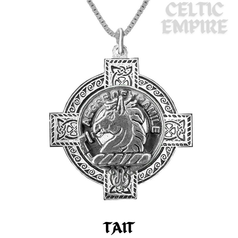 Tait Family Clan Crest Celtic Cross Pendant Scottish