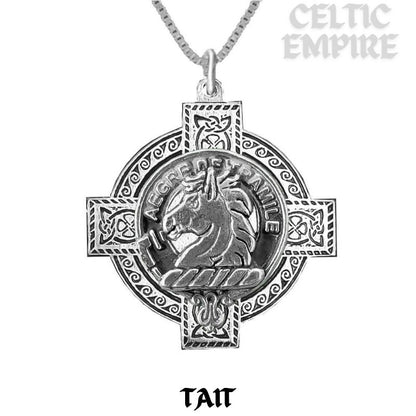 Tait Family Clan Crest Celtic Cross Pendant Scottish