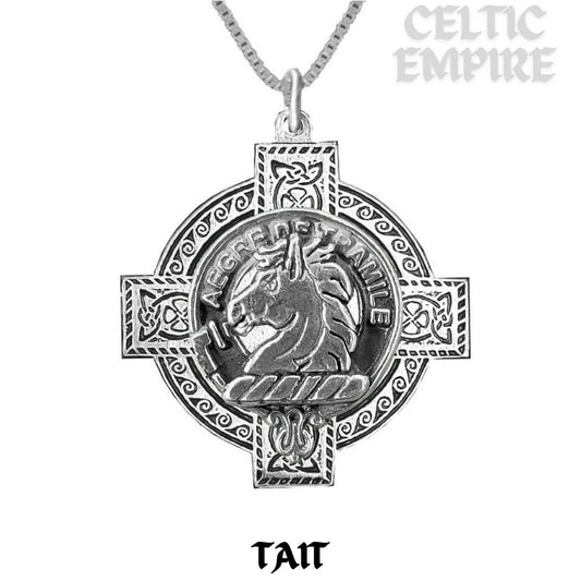 Tait Family Clan Crest Celtic Cross Pendant Scottish