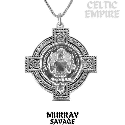 Murray (Savage) Family Clan Crest Celtic Cross Pendant Scottish
