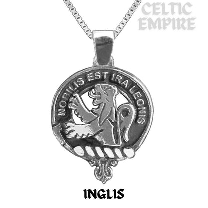 Inglis Large 1" Scottish Family Clan Crest Pendant - Sterling Silver