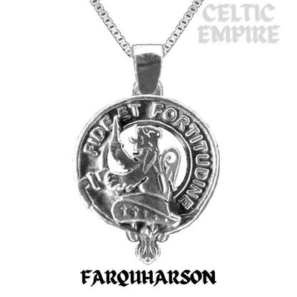 Farquharson Large 1" Scottish Family Clan Crest Pendant - Sterling Silver