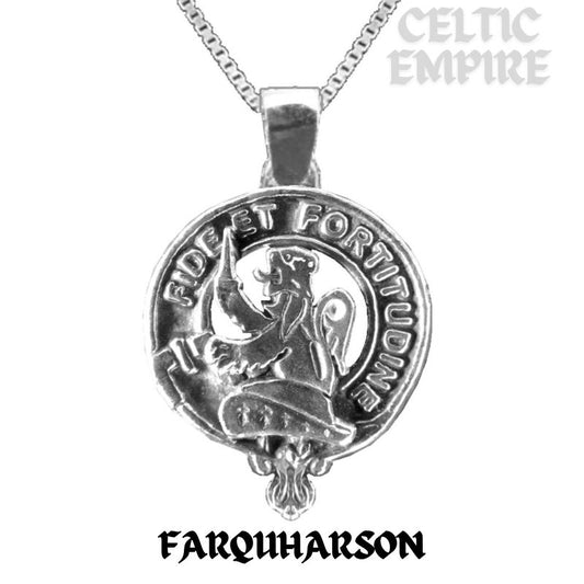 Farquharson Large 1" Scottish Family Clan Crest Pendant - Sterling Silver