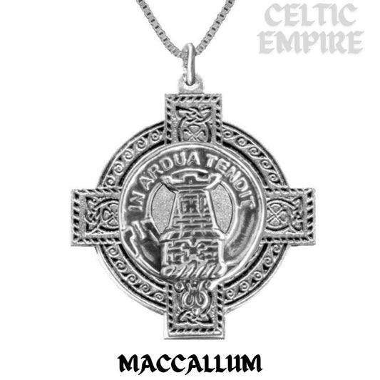 MacCallum Family Clan Crest Celtic Cross Pendant Scottish