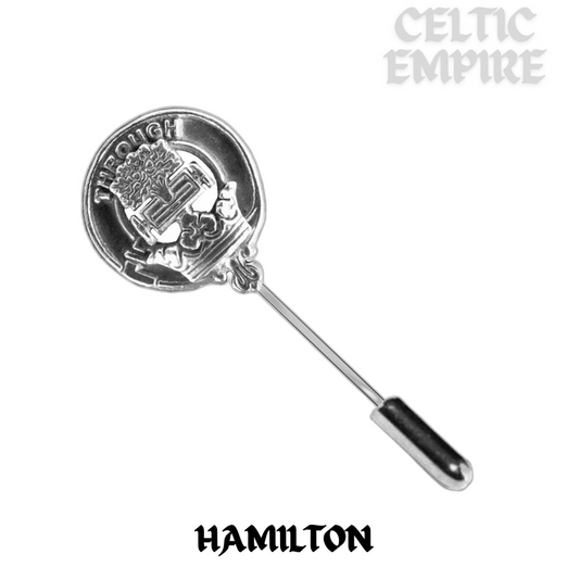 Hamilton Family Clan Crest Stick or Cravat pin, Sterling Silver