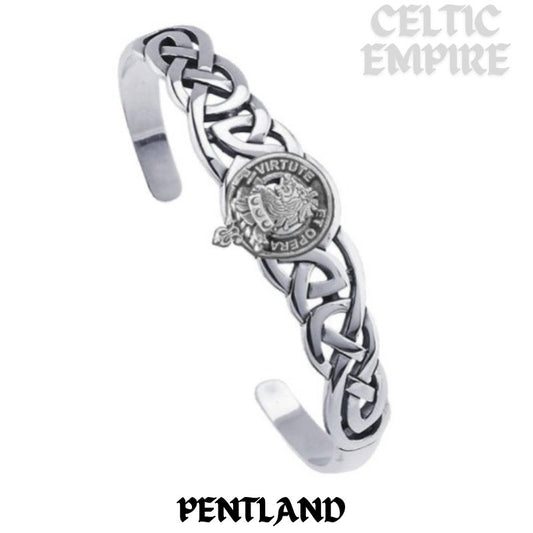 Pentland Family Clan Crest Celtic Cuff Bracelet