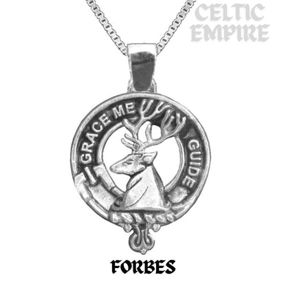 Forbes Large 1" Scottish Family Clan Crest Pendant - Sterling Silver