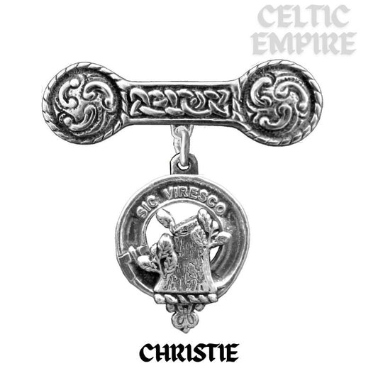 Christie Family Clan Crest Iona Bar Brooch - Sterling Silver
