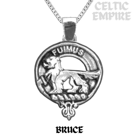Bruce Large 1" Scottish Family Clan Crest Pendant - Sterling Silver
