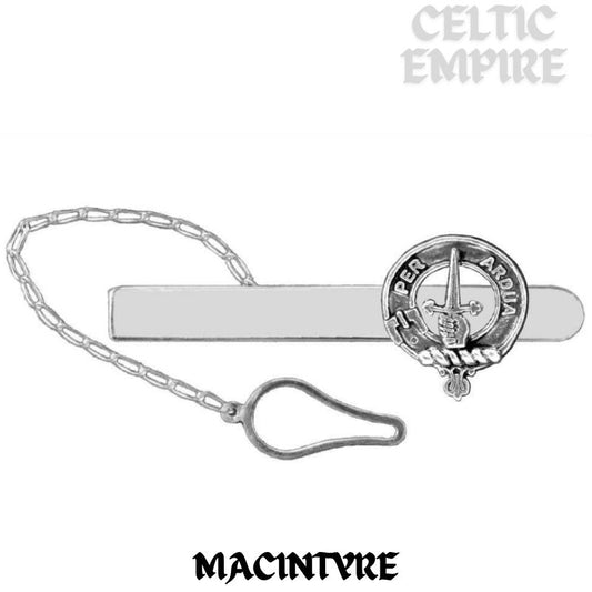 MacIntyre Family Clan Crest Scottish Button Loop Tie Bar Sterling silver