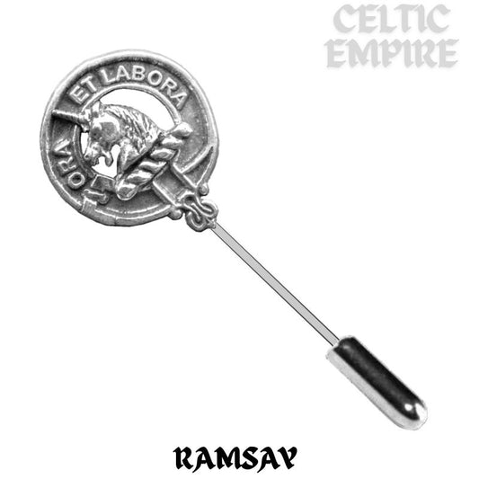 Ramsay Family Clan Crest Stick or Cravat pin, Sterling Silver