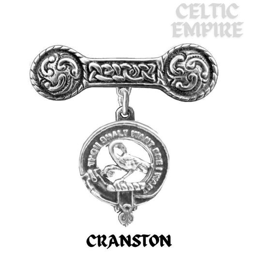 Cranston Family Clan Crest Iona Bar Brooch - Sterling Silver