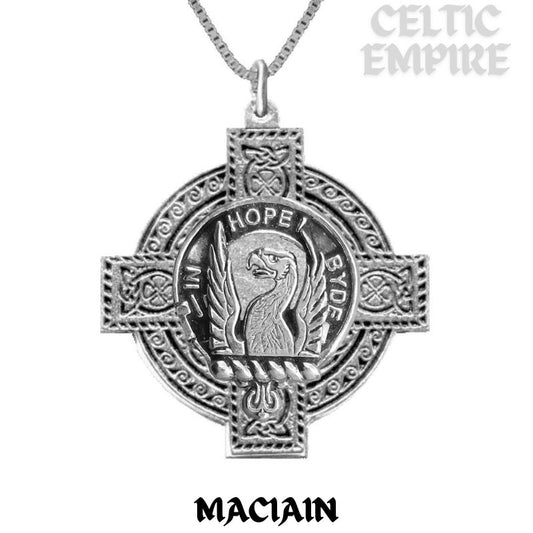 MacIain Family Clan Crest Celtic Cross Pendant Scottish