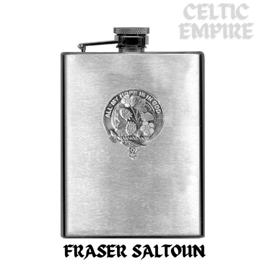 Fraser  Saltoun Family Clan Crest Scottish Badge Stainless Steel Flask 8oz