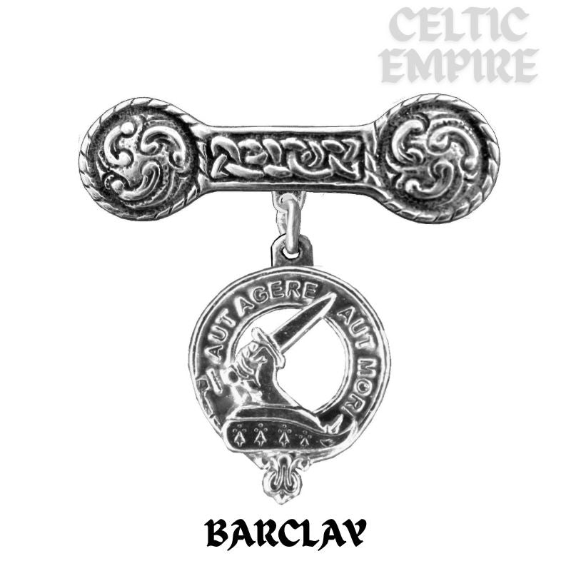 Barclay Family Clan Crest Iona Bar Brooch - Sterling Silver