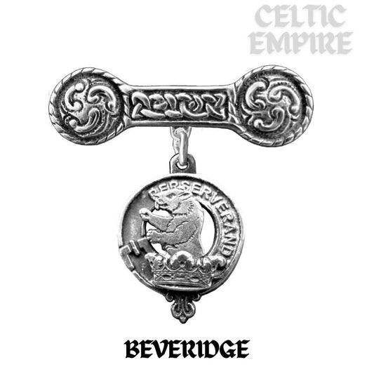 Beveridge Family Clan Crest Iona Bar Brooch - Sterling Silver