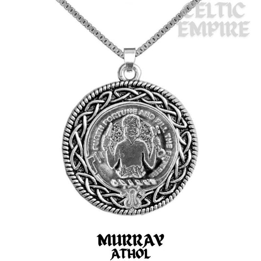 Murray Athol Family Clan Crest Celtic Interlace Disk Pendant, Scottish Family Crest