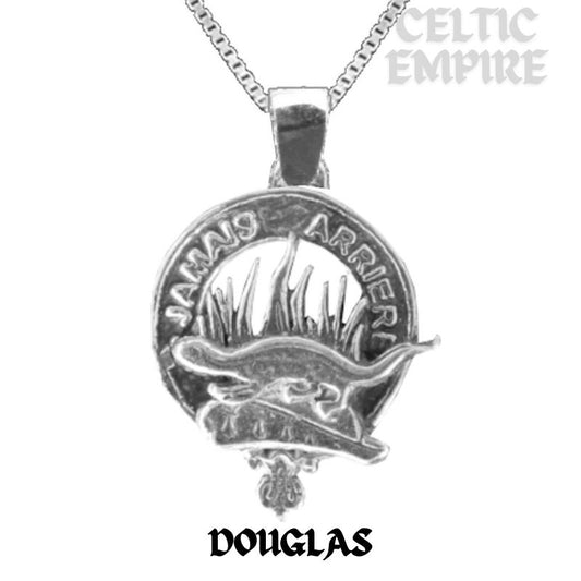 Douglas Large 1" Scottish Family Clan Crest Pendant - Sterling Silver