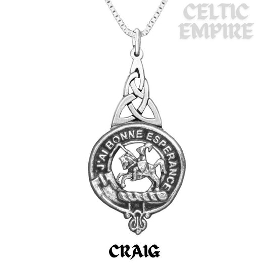 Craig Family Clan Crest Interlace Drop Pendant