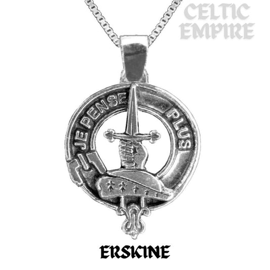 Erskine Large 1" Scottish Family Clan Crest Pendant - Sterling Silver