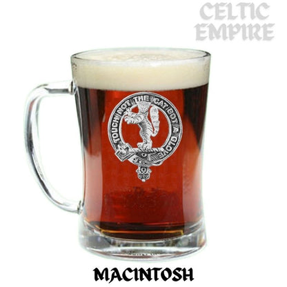 MacIntosh Family Clan Crest Badge Glass Beer Mug
