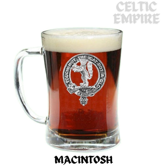 MacIntosh Family Clan Crest Badge Glass Beer Mug