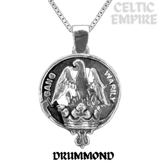Drummond Large 1" Scottish Family Clan Crest Pendant - Sterling Silver