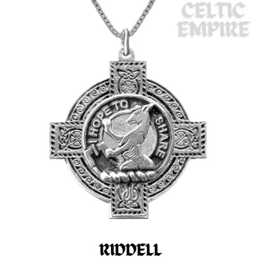 Riddell Family Clan Crest Celtic Cross Pendant Scottish