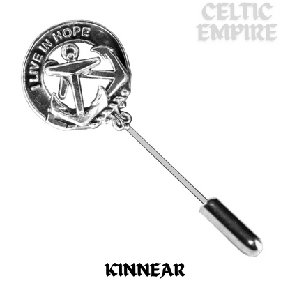 Kinnear Family Clan Crest Stick or Cravat pin, Sterling Silver