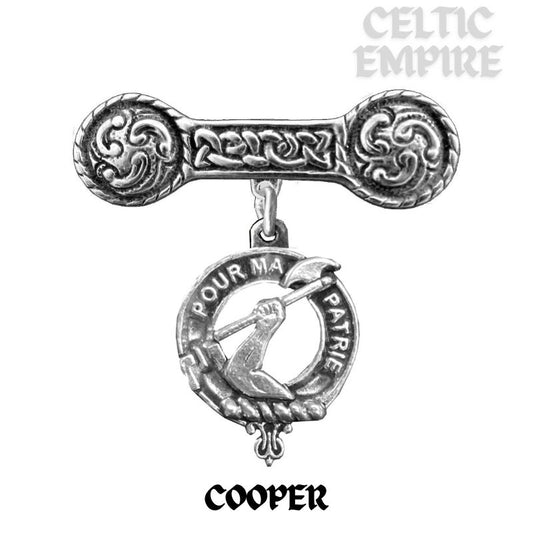Cooper Family Clan Crest Iona Bar Brooch - Sterling Silver