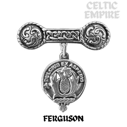 Ferguson Family Clan Crest Iona Bar Brooch - Sterling Silver