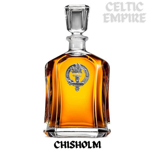 Chisholm Family Clan Crest Badge Whiskey Decanter