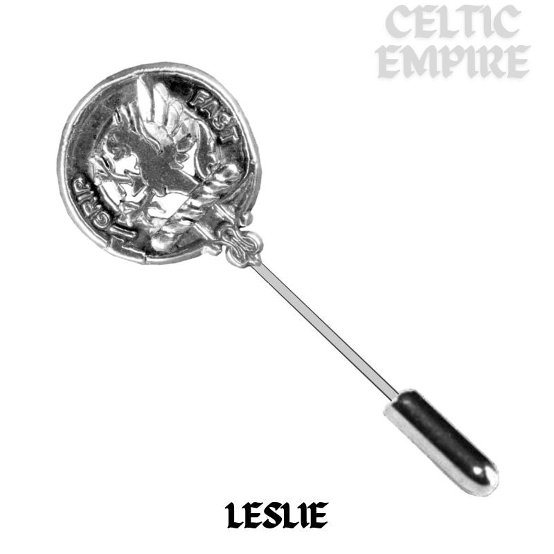 Leslie Family Clan Crest Stick or Cravat pin, Sterling Silver
