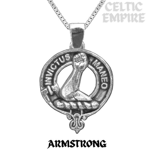 Armstrong Large 1" Scottish Family Clan Crest Pendant - Sterling Silver