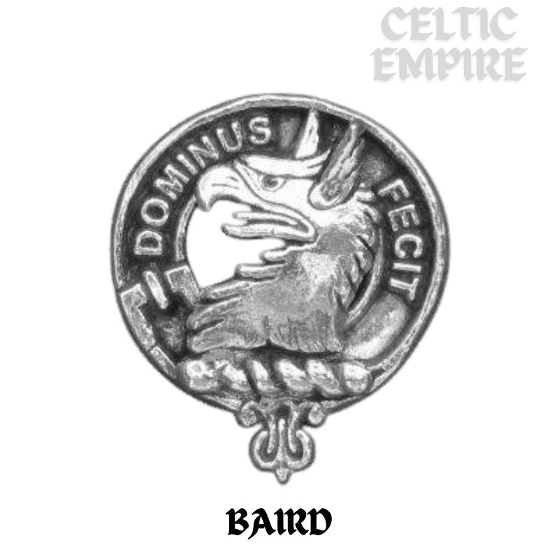 Baird Family Clan Crest Scottish Button Loop Tie Bar ~ Sterling silver