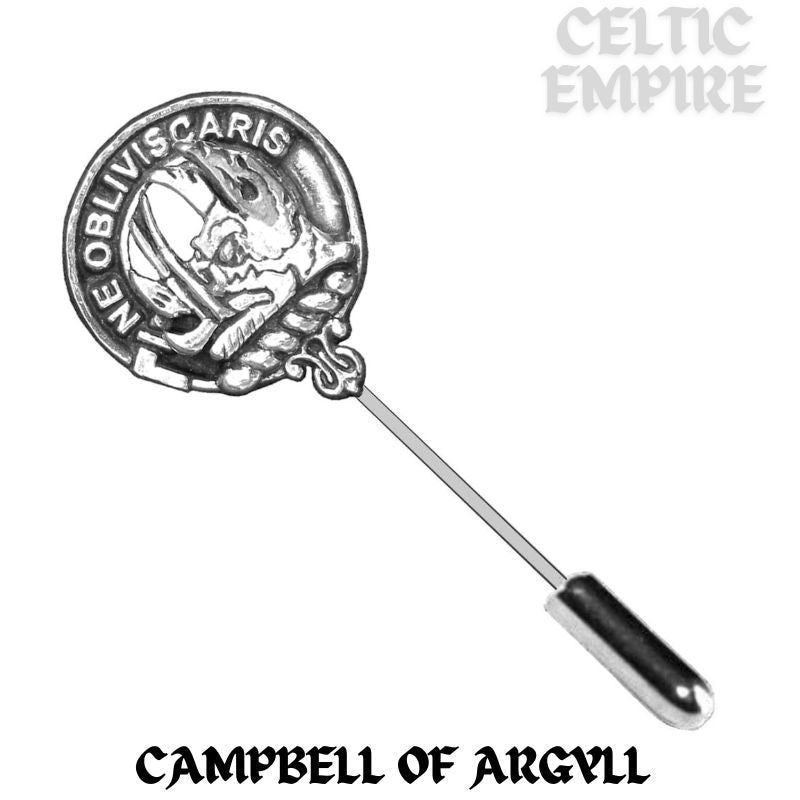 Campbell (Argyll) Family Clan Crest Stick or Cravat pin, Sterling Silver