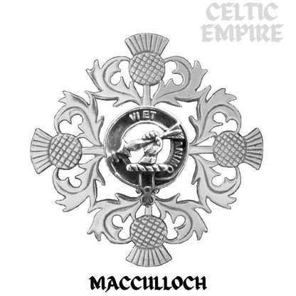 MacCulloch Family Clan Crest Scottish Four Thistle Brooch