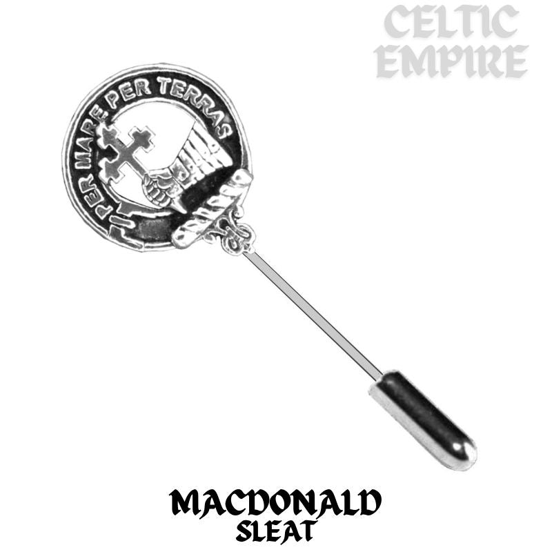 MacDonald (Sleat) Family Clan Crest Stick or Cravat pin, Sterling Silver