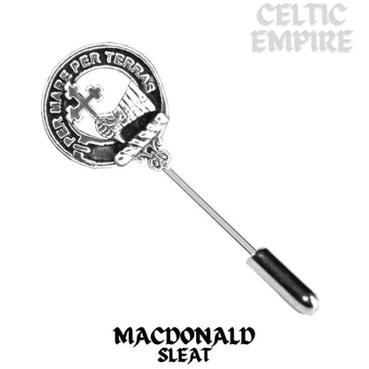 MacDonald (Sleat) Family Clan Crest Stick or Cravat pin, Sterling Silver